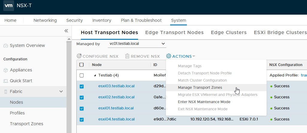 NSX-T Host Transport Nodes