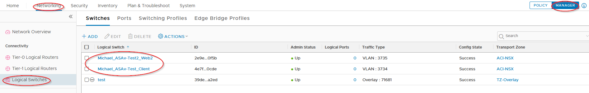 NSX-T Logical Switches