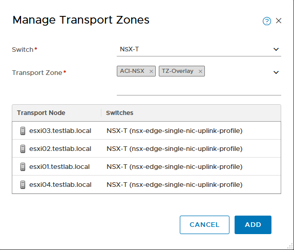 NSX-T Manage Transport Zones