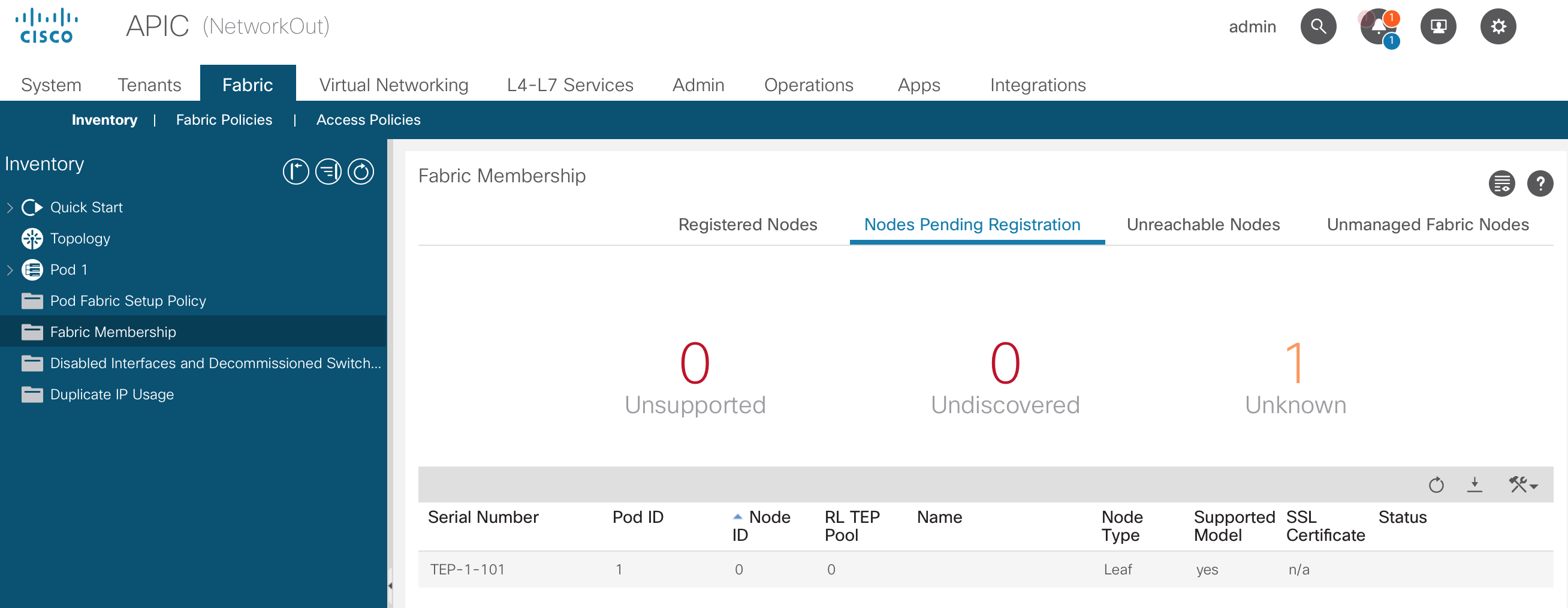 Nodes Pending Registration