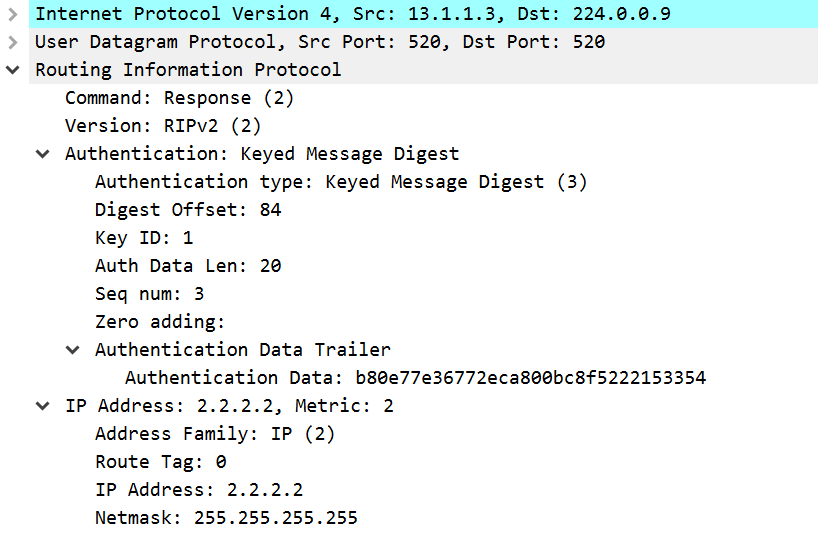 RIPv2 plain text authentication